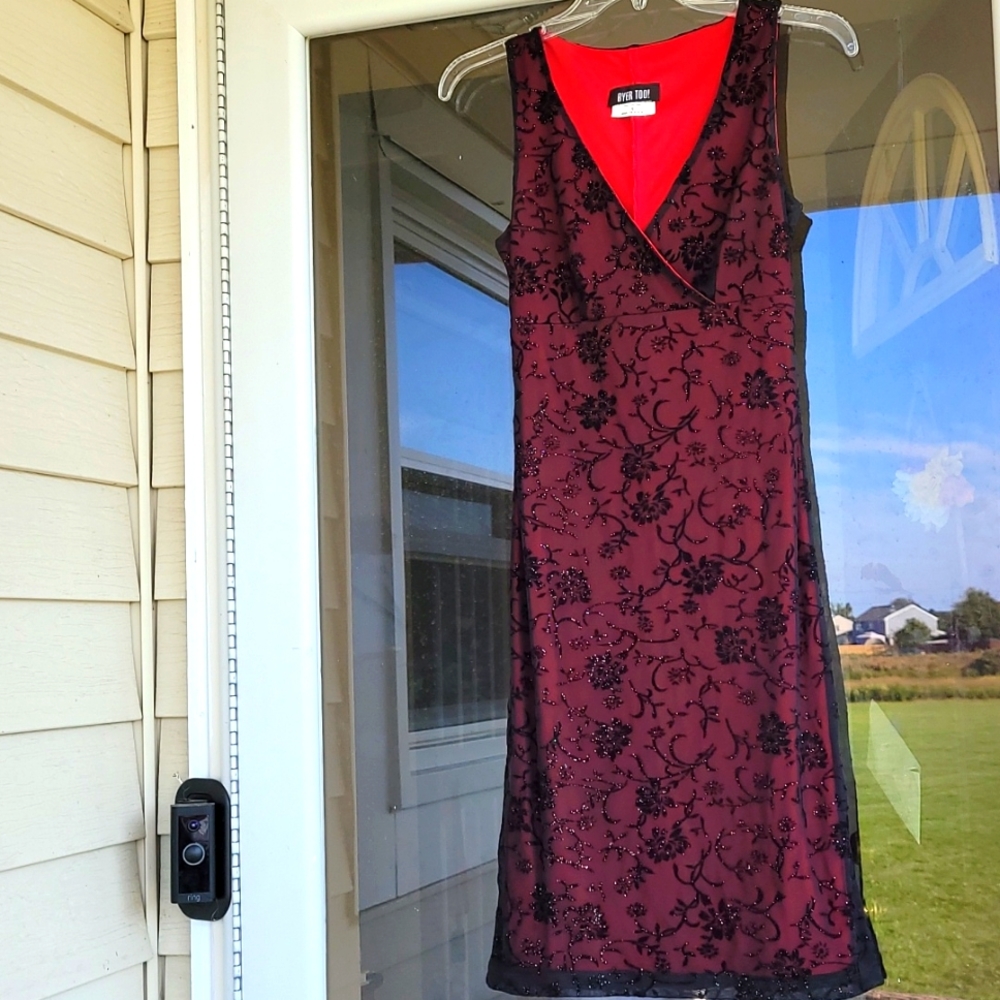 Byer too! Dress, size small, red with sheer black overlay
